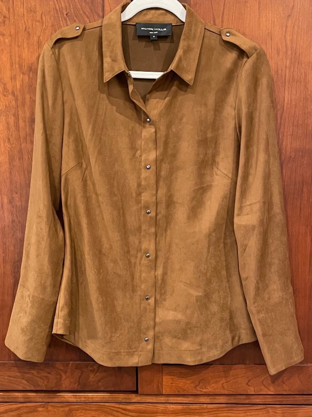 Hilton Hollis Brown Microsuede Snap Shirt Jacket Size 6